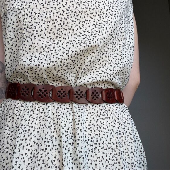 Vintage Brighton 1995 Brown Tan Leather Woven Western Boho Belt Sz M - Picture 5 of 9